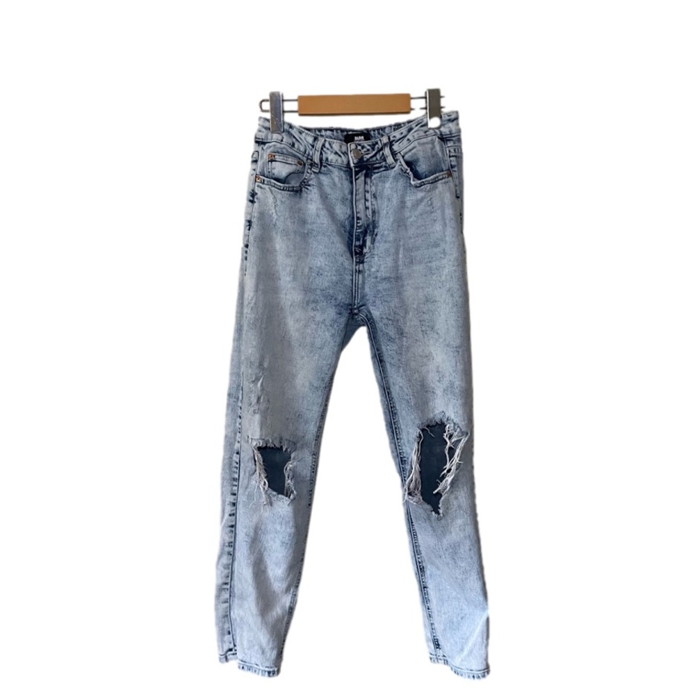 I&M Black Label Mom Jeans High Rise Distressed Light Wash Women’s Size 7 Blue